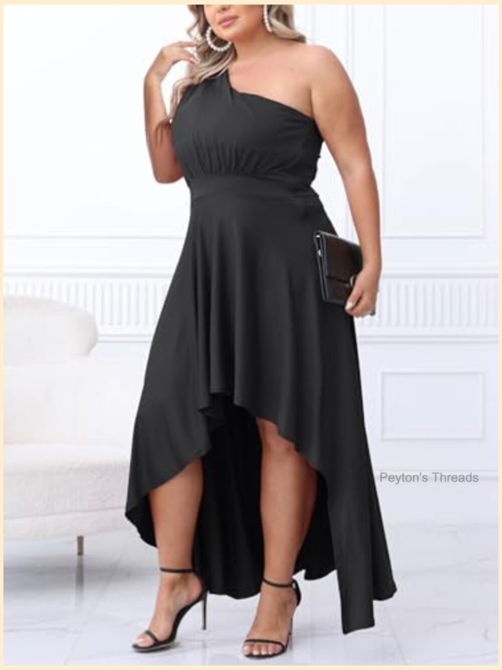 Plus Size One Shoulder Maxi Dress High Low Flowy Cocktail - Picture 5 of 7